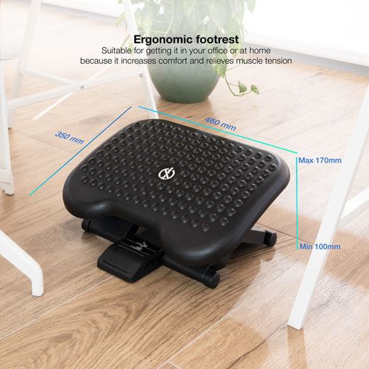 TooQ Reposapeus Ajustable en Alçada i Inclinació, Negre