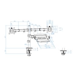 TooQ Suport de Taula per a 2 Pantalles 17"-32" i Portàtil, Negre
