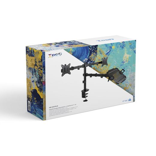 TooQ Suport de Taula per a 2 Pantalles 17"-32" i Portàtil, Negre