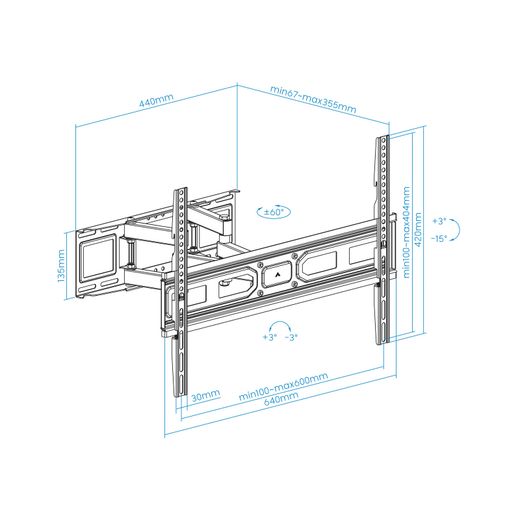 TooQ Soporte de pared para pantallas 37”- 80”
