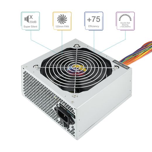 TooQ TQAPOLO-550SP unitat de font d'alimentació 550 W 20+4 pin ATX ATX Plata