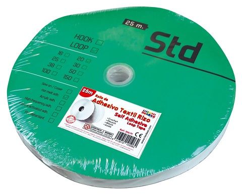 Velcro adhesiu tèxtil: rotllo 25 m. (femella/ris)