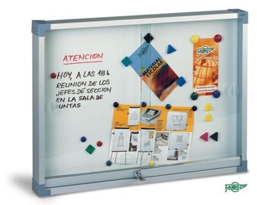 Vitrina para anuncios, estructura de aluminio, 80X100 cm. (Puertas de cristal)