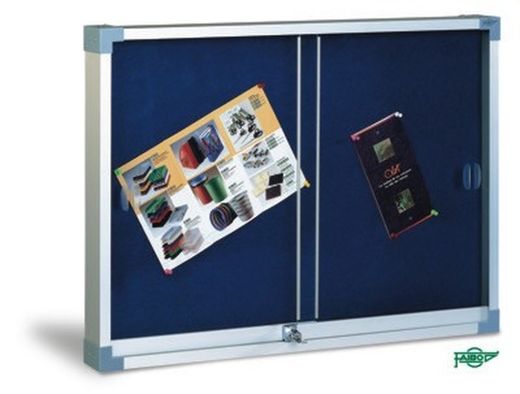 Vitrina para anuncios, tapizado en textil, 80x100 cm. (Puertas de metacrilato)