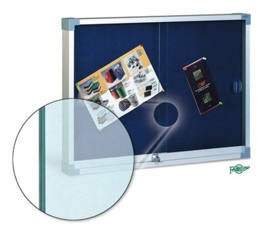 Vitrina para anuncios, tapizado en textil, 90x120 cm. (Puertas de cristal de seguridad)